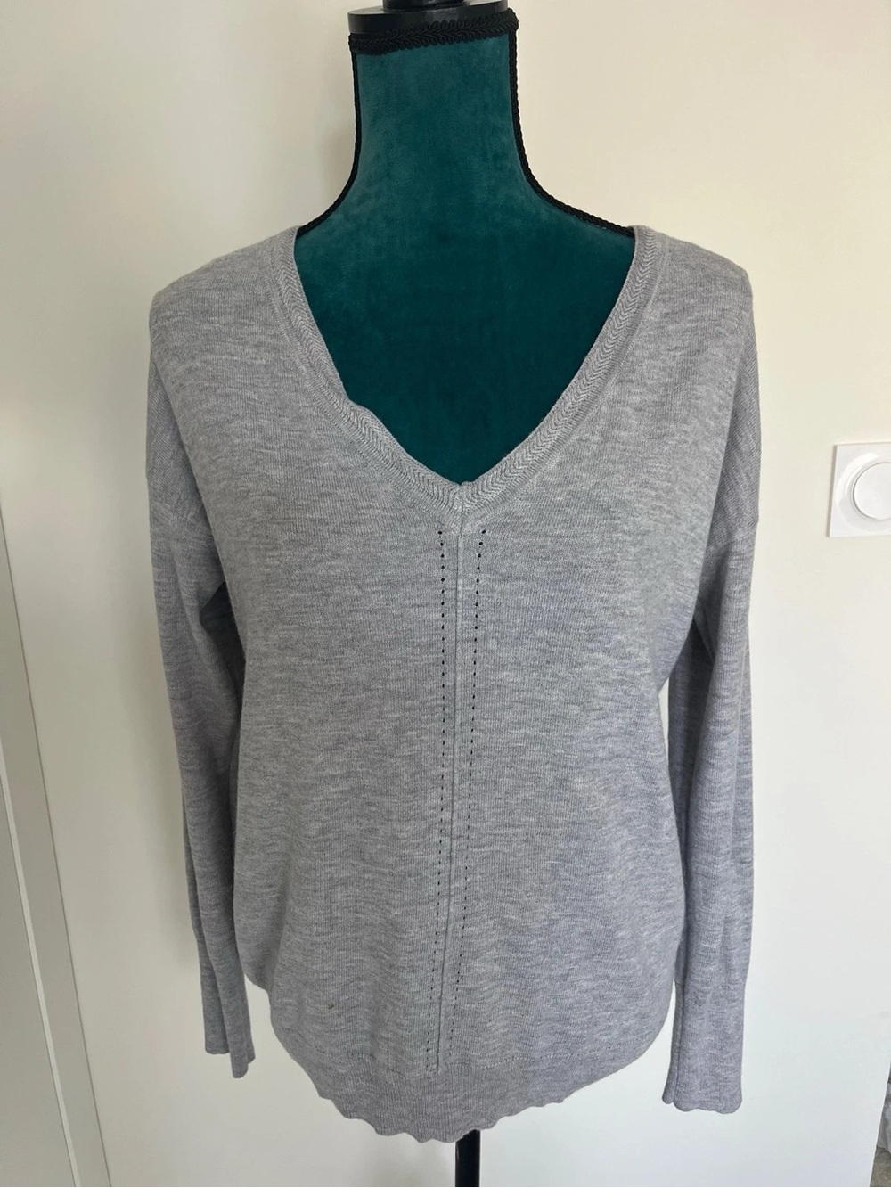 Promod Light Grey V-Neck Sweater